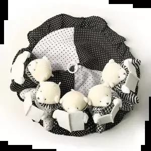 오르골모빌 신생아 곰돌이 흑백모빌 오르골 봉제인형 딸랑이