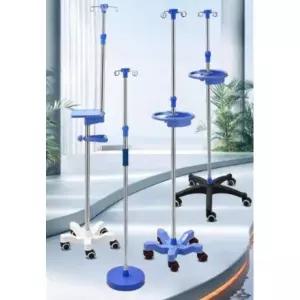 프리미엄 링거 거치대 폴대 수액걸이 링겔대 스탠드 수액폴대 블루 ABS 5다리 바퀴 원형