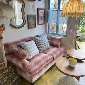 체크소파 북유럽 싱글 인테리어촬영 팔걸이 빈티지 쇼파 패브픽