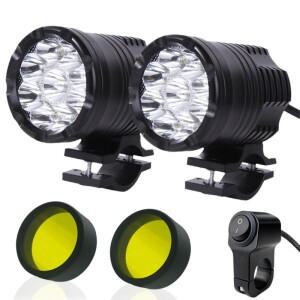 추가 LED 바이크 오토바이 조명 전면 헤드라이트 스포트라이트 장거리 라운드 12-80V 9 칩 높음낮음스트로