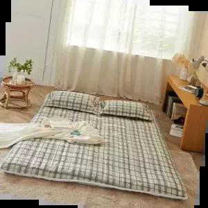 구스이불 더크린 체크 마이크로 온수매트커버 Q그레이
