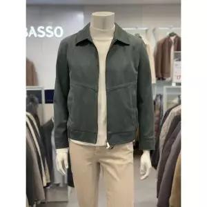 [하프클럽/바쏘옴므]BASSO 세이브존01 그린 비건 레더 스웨이드 카라 블루종 점퍼 UA23A BS-Z5-UA23A