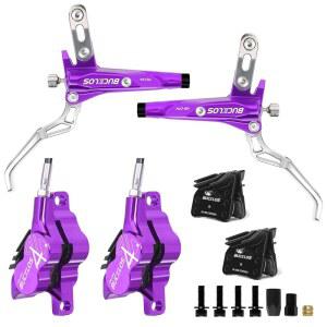 전기 세트 장착 패드 산악 MTB 850mm 1550mm HB-CP4(사전 캘 브레이크 자전거 자전거, 버클로스 유압 전면 4 후면 브레이크, 블레드) 세라믹 뚱뚱한 디스크 피스톤