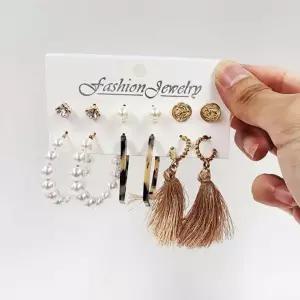 링 귀걸이 큐빅 6종세트 혼합 테슬