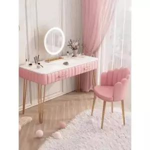 북유럽 벨벳 화장대 메이크업 I. 로즈골드 스마트 LED 3단계 조절 인조 보드 조립 필요