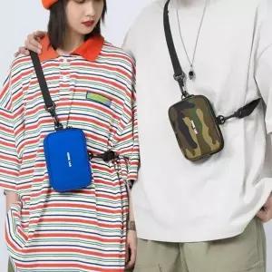 남성 여성 간편 소지품 미니 스퀘어 패션 크로스백 캐주얼 슬링백 이어폰 홀더힙색 자전거