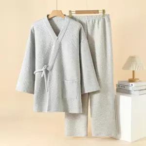 한텐 기모노 방한 잠옷 일본 겨울 유카타 B. 다크네이비 m