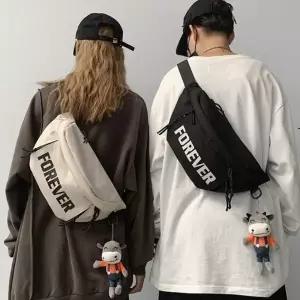 남성 여성 빅 사이즈 레터링 포에버 슬링백 크로스백 가방 남자 캔버스백 메신저백 힙색