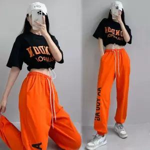힙합 바지 팬츠 방송댄스 트레이닝 여 얇은 와이드 조거 하이웨스트 트루먼트 스트리트 댄스