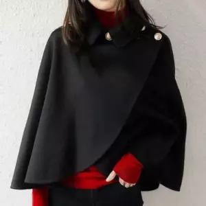 케이프코트 여성 버튼 망토코트 모직 A. 레드 M