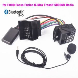 Bluetooth 5.0 AUX-in 음악 어댑터 포드 퓨전 Fiesta Focus C-Max Transit 용 MP3 하네스 케이블 마이크 60