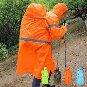 방수 등산 백팩 우비 반사광 넓은 모자 레인코트