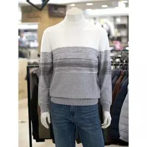 피에르가르뎅 세이브존03 겨울 캐주얼 그라데이션 스트라이프 반목 니트 AGPPKR4