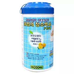 대형200매입청소용 물티슈 마법의 찌든때제거 만능크리너 기름때제거 청소티 크리너 세정티슈