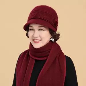 모자가발 중년여성 털모자 A. 카키 모자 블랙브라운숏롤드