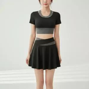 [하프클럽/]여성용 봄 여름 반팔 요가 필라테스 스커트 레깅스