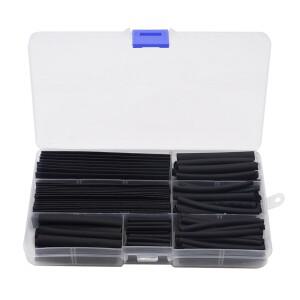 150피스 2:1 폴리올레핀 열 수축 튜브 슬리브 와이어 전기 절연 케이블 키트 8 크기 2-13mm 검정색
