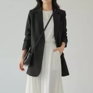 [하프클럽/]여성 폴리 스판 싱글 버튼 긴 간절기 자켓