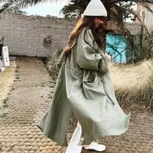 [하프클럽/]여성 루즈핏 후드 롱 야상 바람막이 자켓