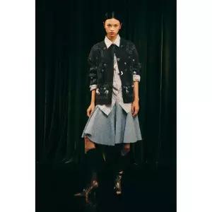 ZARA 깅엄 체크 고데트 미디 스커트 - 브라운-블루 {WLM}