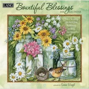 랭 풍요로운 축복 2026 월 캘린더 - 13.4 × 12 스테이플 바인딩 린넨 엠보싱 아트 및 영감 성경이