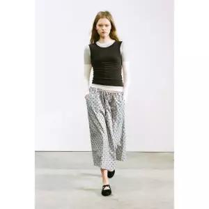 ZARA 도트 미디 스커트 - 미디움 그레이 {WLM}