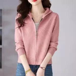 볼사스 여성 니트 가을 후드 카디건 아우터 집업 스웨터 숏 옷 ADOR3