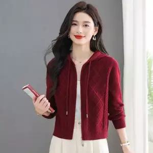 볼사스 여자 니트 가을 카디건 후드 숏 아우터 상의 집업 ADOR3