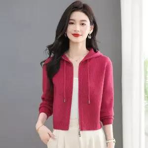 볼사스 여사친 니트 가을 후드 카디건 집업 아우터 상의 숏 스웨터 ADOR3