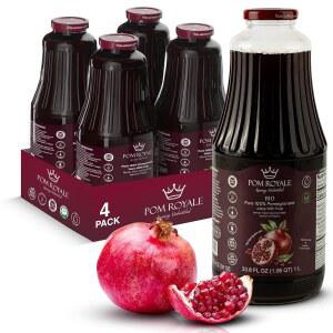 농축액, 비-GMO, 코셔 인증, 33.8온스 함유된 유리병(4팩), 석류 방부제 무설탕, 주스, 글루텐 프리, 프리 펄프가 순수