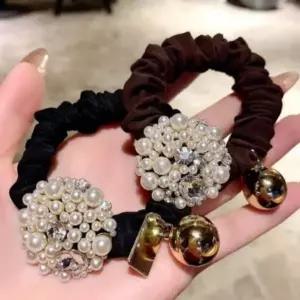 끈 헤어 곱창 진주 머리 당고 똥 세트 큐빅 여성 2개 진주헤어끈