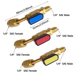 에어컨 냉매 볼 밸브 어댑터 HVAC R134A R22 충전 호스 AC 적합 앵글 차단