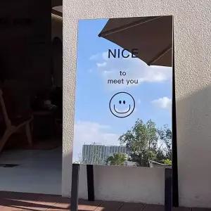 미러 입간판 배너 거울형 미용실 꽃집 식당 입구 간판