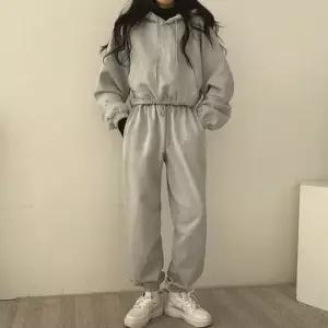 후드 크롭 조거팬츠 세트 여성용