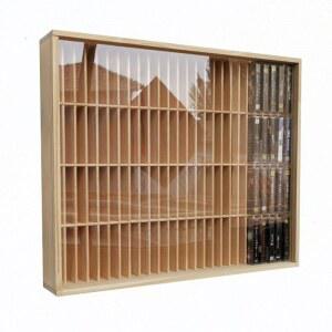 우드 데스크탑 카세트테이프 보관 레코드 카세트 정리기 슬롯 수납 여러 게임 도어X