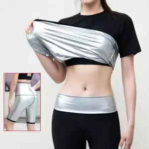 트레이닝 여성 슬리밍 땀복 세트 반팔 5부