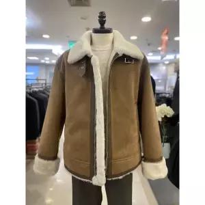 [하프클럽/지오지아]지오지아 세이브존03 지오지아 페이크 레더 무톤 무스탕 브라운 ARAAF4FP1106A