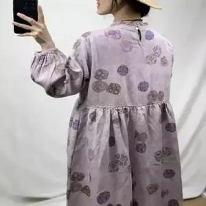 원피스 여성용 러블리 플라워 모시 프린트 긴팔 산뜻 차이나 슬림핏 롱스커트 다올1