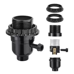 UL 목록에 E26 라이트 소켓 램프 교체 및 ON/OFF 스위치 중형 베이스 부품 링 2개 테이블 램프용 전구 고정