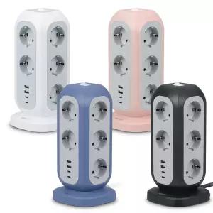 팬웨스트 큐브 USB 타워형 고용량 파워 멀티탭 디자인 인테리어 멀티 콘센트 릴선 [ABR223]