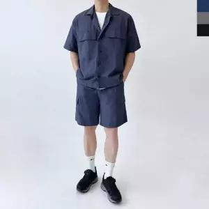 남자 트레이닝 세트 여름 반팔 남방 반바지 포켓