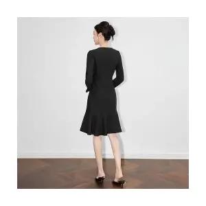 여성 원피스 플레어 긴팔 시폰 쉬폰원피스 큐빅 쉬폰 핸드메이드 미니드레스 ADOR1