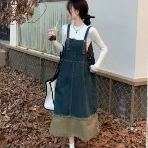 원피스 빈티지 데님 멜빵 바캉스 LLD131