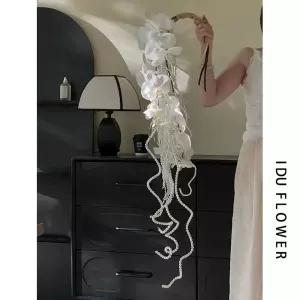 난초 조화 부케 호접란 서양란 웨딩 꽃 동양 결혼식 가짜꽃 장식 전통혼례