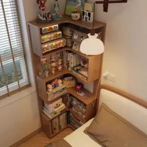 코너 책장 책꽂이 철제 수납장 원목 거실책꽂이 북타워 좁은 코너책장 선반