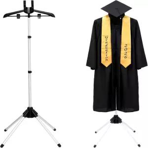 버서리 졸업 가운 디스플레이 스탠드 조절 가능한 옷걸이 T 셔츠 32-63인치 휴대용 걸이 금속 옷 모자 의류