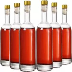 카클리 클리어 유리병 6온스 - 200ml [6팩] 와인 음료용 오일 식초 코르크 마개 밀폐 뚜껑이 있는 콤부차