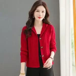 솔저스여성용 니트 가을 후드 카디건 상의 숏 긴팔 OPH3