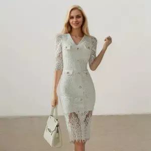 솔저스여성용 펀칭 브이넥 레이스 힙업원피스 OPH1