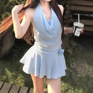 솔저스여사친 치마 원피스 검정 페이크 레이스 홀터넥 윈드 OPH1